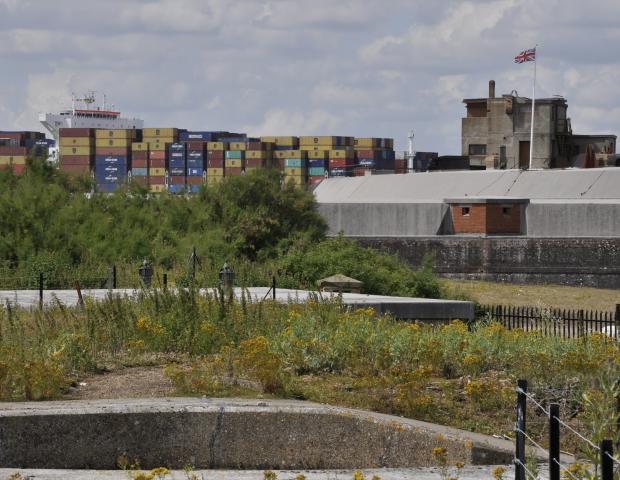 Container Ship passing Landguard Fort